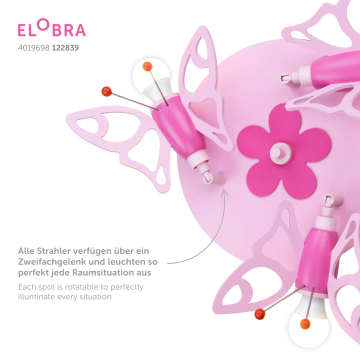 Produktbild Elobra Leuchte 3er Spot Rondell Schmetterling Falterlampe Kinderzimmerlampe Detailfoto