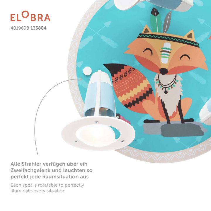 Produktbild Elobra Leuchte 3er Spot Rondell Little Indians Fuchs Filip Fuchslampe Kinderzimmerlampe Detailfoto