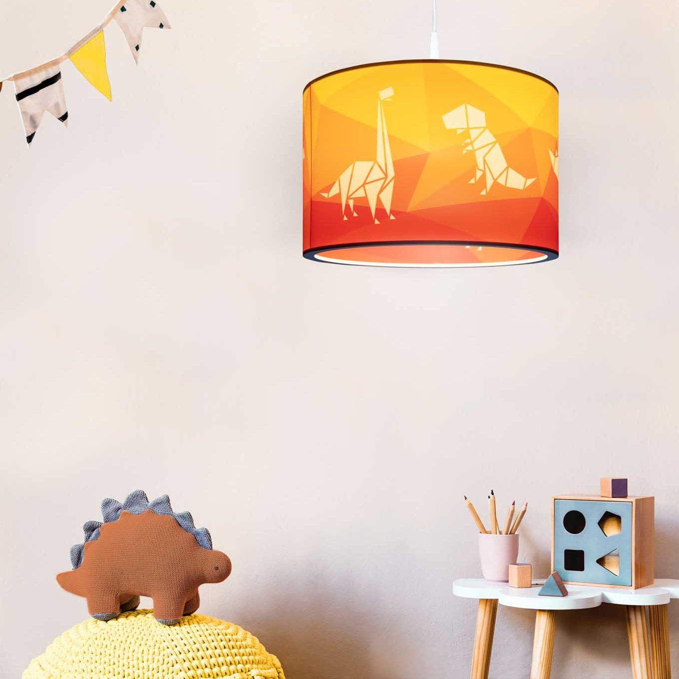 Elobra Kinderzimmerlampen Dinosaurier Dinolampe Dino Dinopoly Hängelampe orange Kids