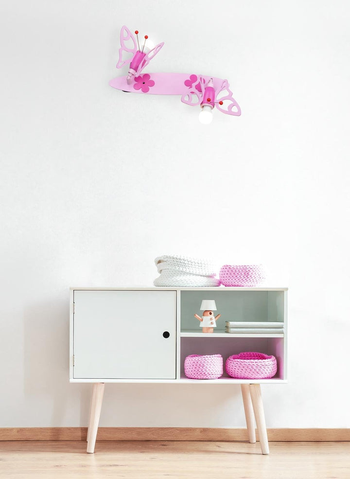 Elobra Deckenlampe Wandlampe Schmetterling rosa Leiste Falter Stimmungsbild