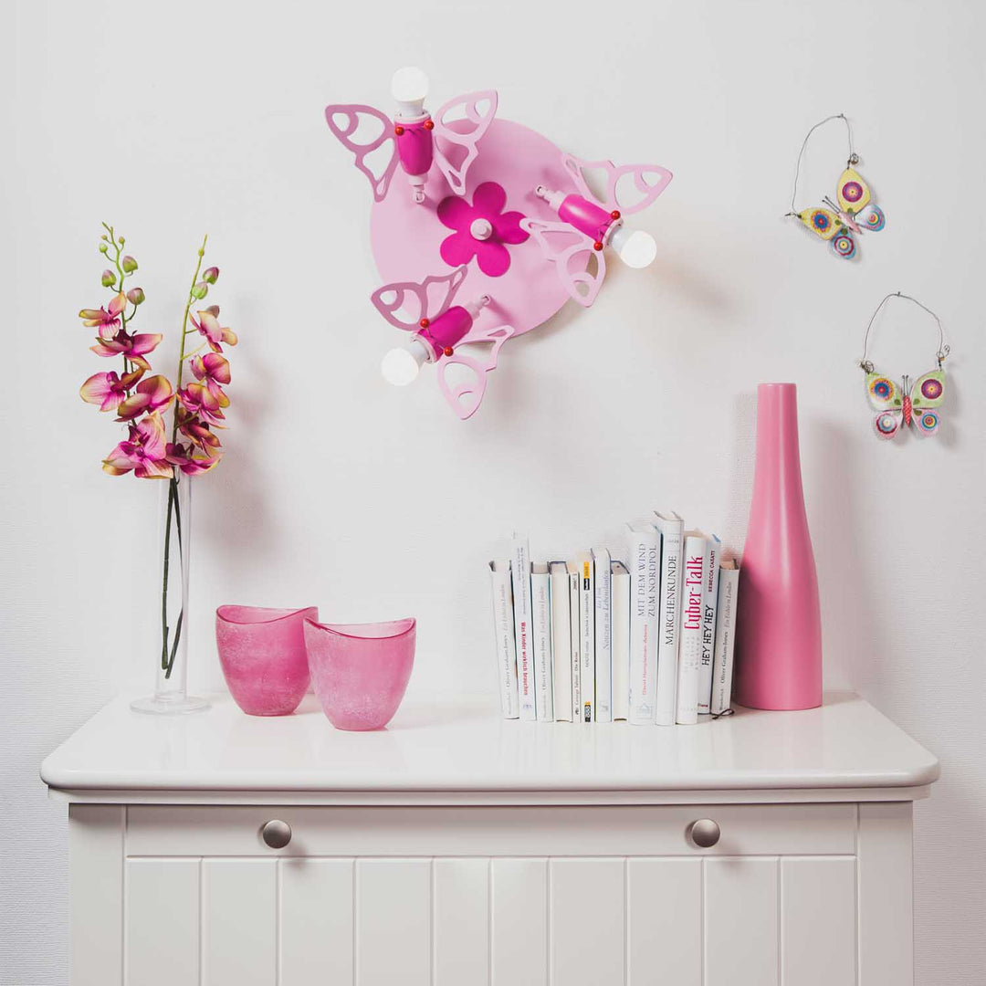 Elobra Leuchte 3er Spot Rondell Schmetterling Falterlampe Kinderzimmerlampe Stimmungsbild