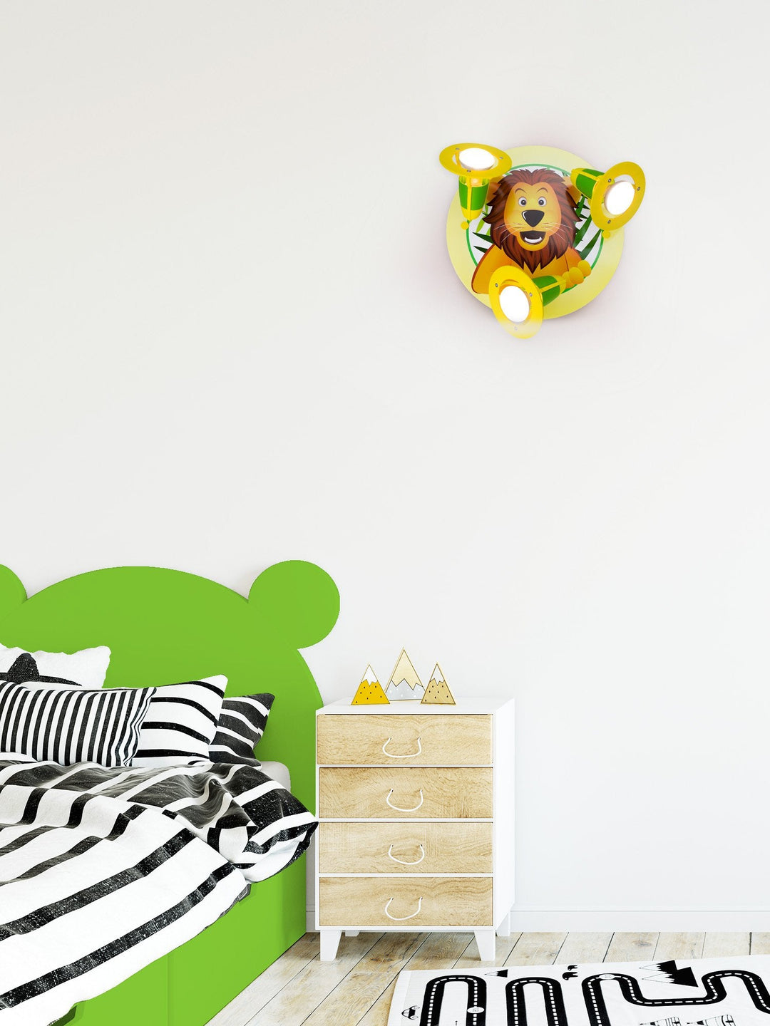 Elobra Leuchte 3er Spot Rondell Löwe Löwenlampe Kinderzimmerlampe Stimmungsbild