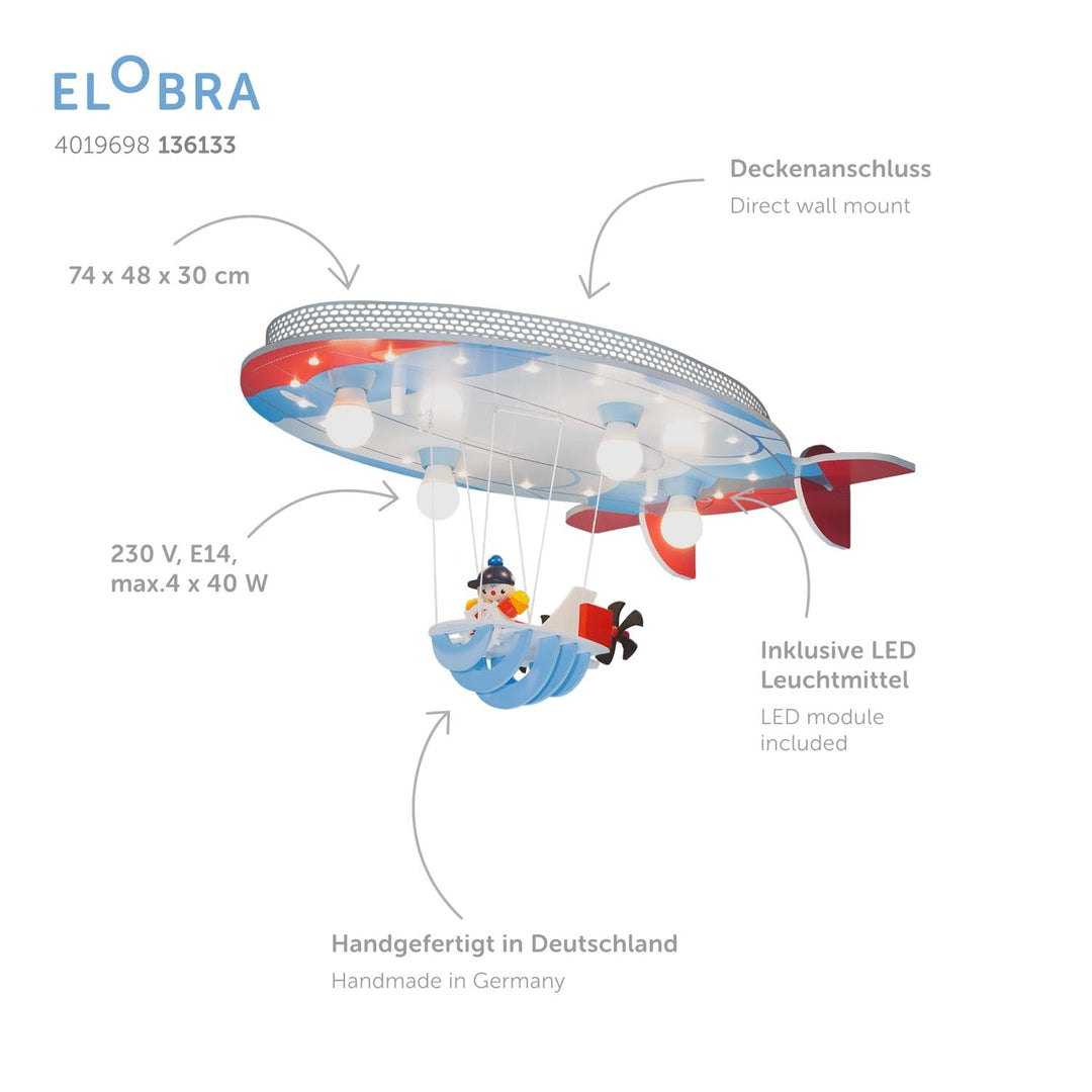 Deckenleuchte LED Luftschiff mit "Joe"