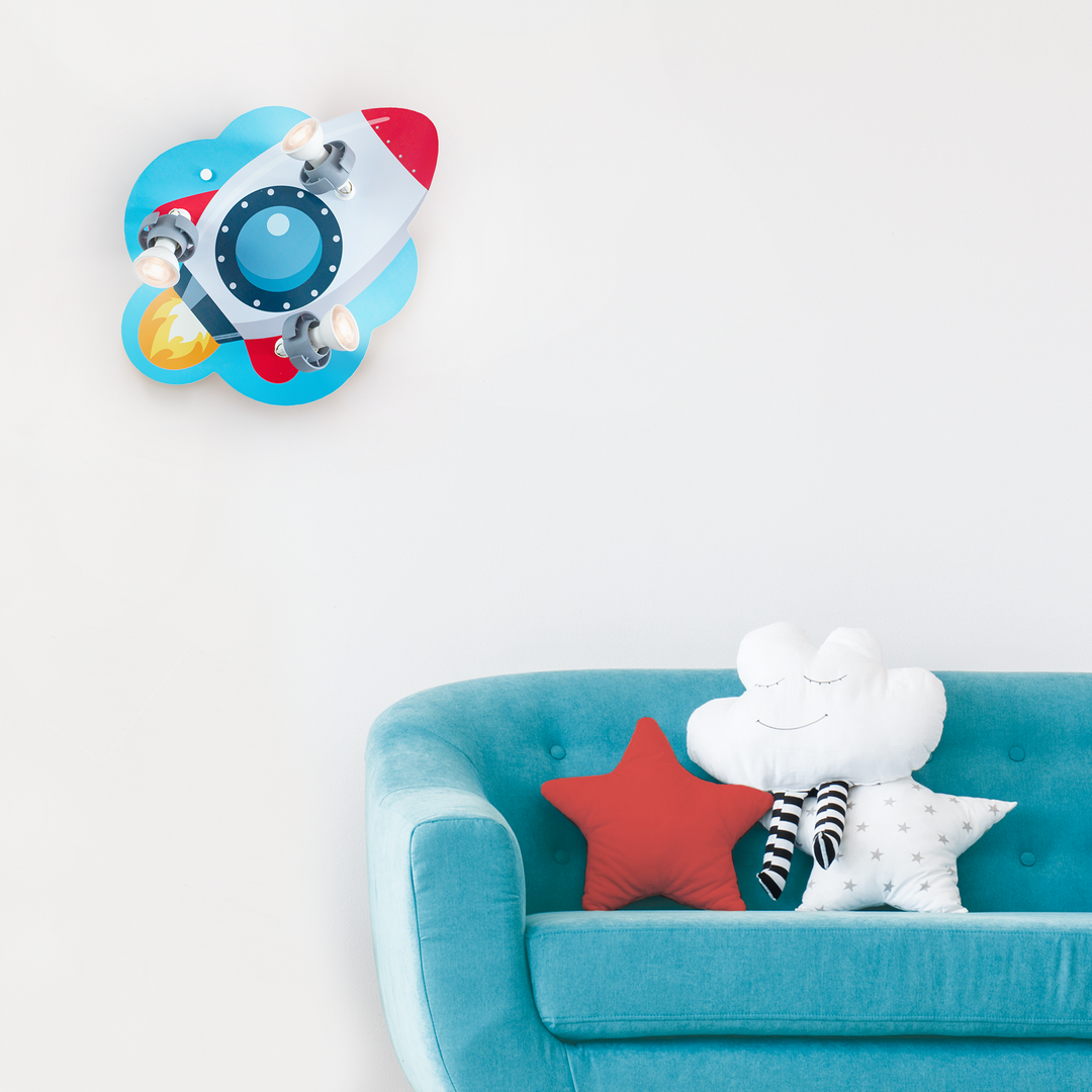 Stimmungsbild Elobra Leuchte 3er Spot Rondell Rakete, Weltraum, Weltall Kinderzimmerlampe