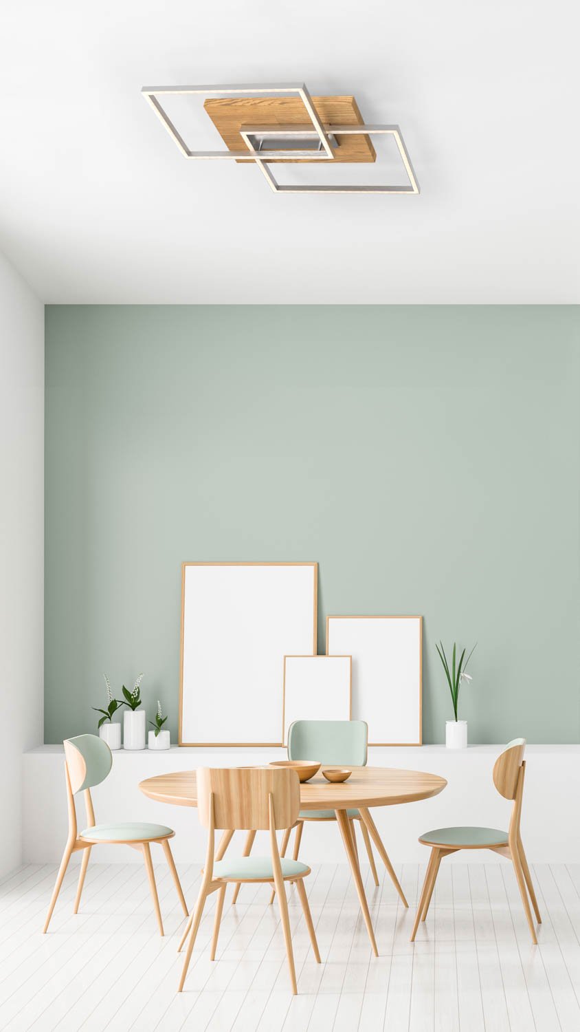 Deckenlampe Wandlampe mit Holz und LED Panama S Wohnraumlampe Elobra Stimmungsbild