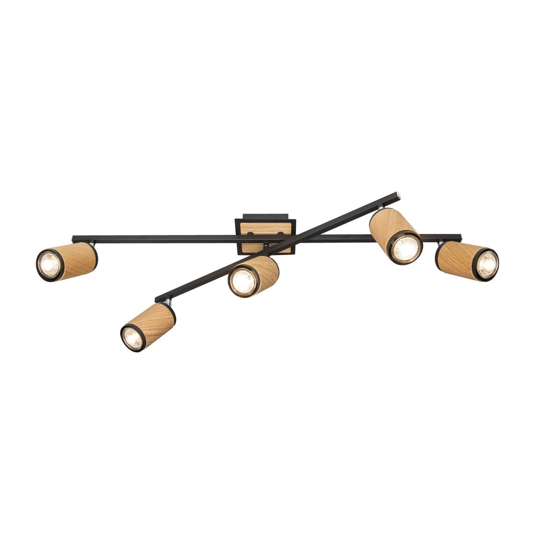 Deckenleuchte Bolivia 5, Wohnraumlampe aus Holz Elobra, Wohnraumlampe
