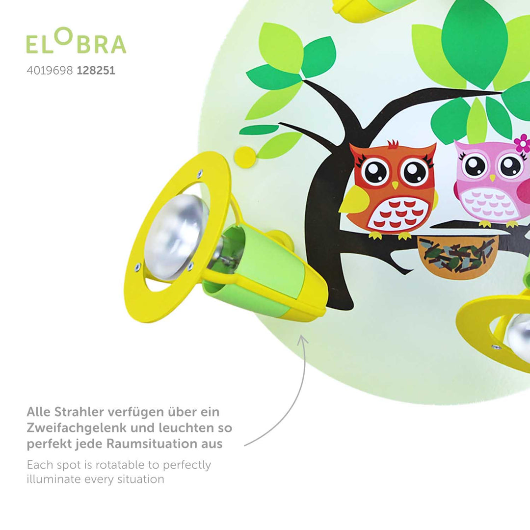 Produktbild Elobra Leuchte 3er Spot Rondell Eulenfamilie Eulenlampe Kinderzimmerlampe Detailfoto