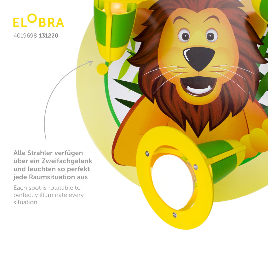 Produktbild Elobra Leuchte 3er Spot Rondell Löwe Löwenlampe Kinderzimmerlampe Detailfoto