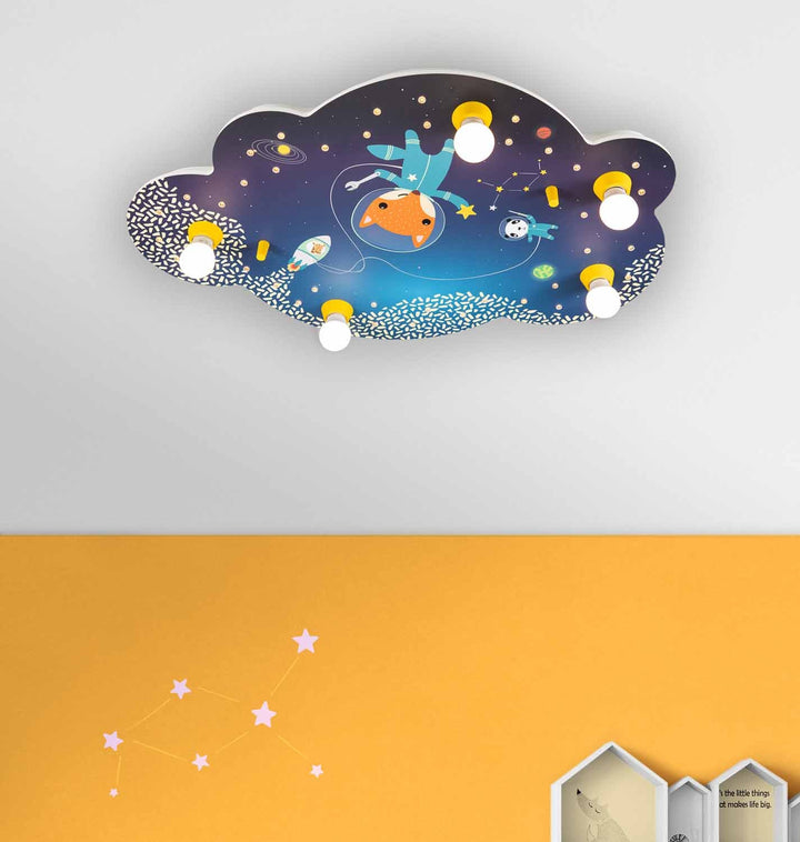 Elobra Leuchte Deckenleuchte Deckenlampe  Littleastronauts  Rakete Tiere im Weltraum Kinderzimmerlampe Stimmungsbild Kinderzimmer