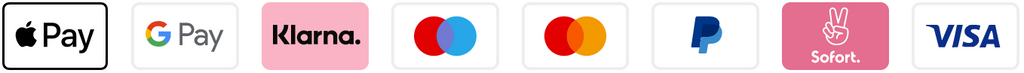 Bezahlung mit Paypal, Klarna, Kreditkarte usw. möglich