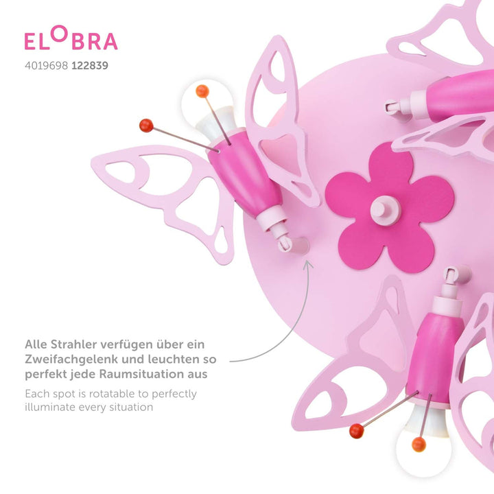 Elobra Leuchte 3er Spot Rondell Schmetterling Falterlampe Kinderzimmerlampe Detailfoto