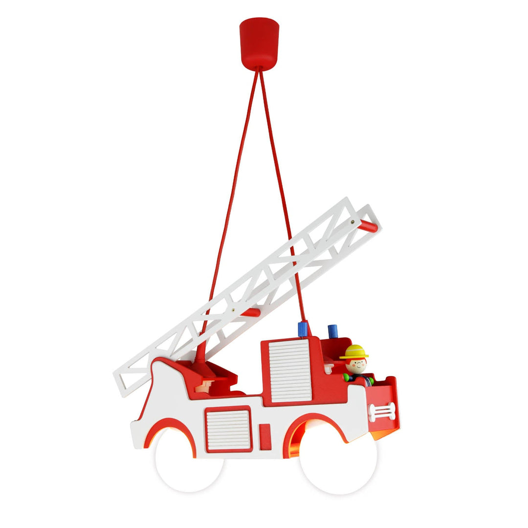Elobra Kinderzimmerlampe Hängelampe Pendellampe Feuerwehr Feuerwehrauto mit Feuerwehrmann rot