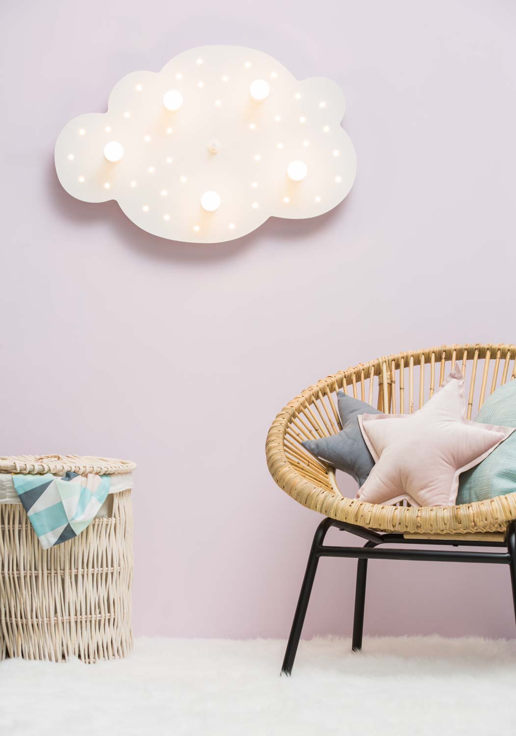 Deckenlampe Wandlampe Wolke weiß mit LED Nachtlichtfunktion Elobra Kinderzimmer Stimmungsbild