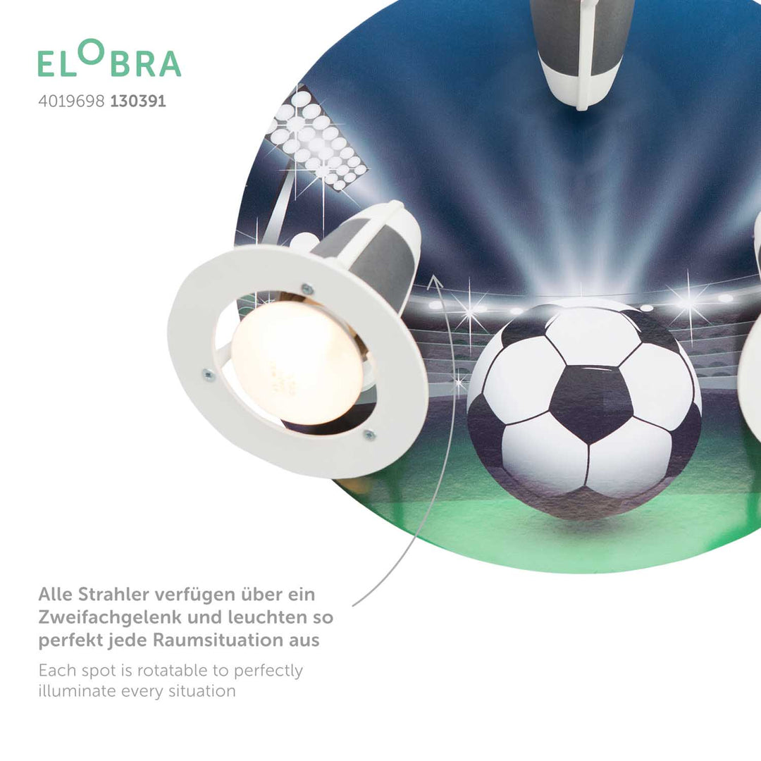 Elobra Leuchte 3er Spot Rondell Fussball Arena Fußballlampe Kinderzimmerlampe Detailfoto