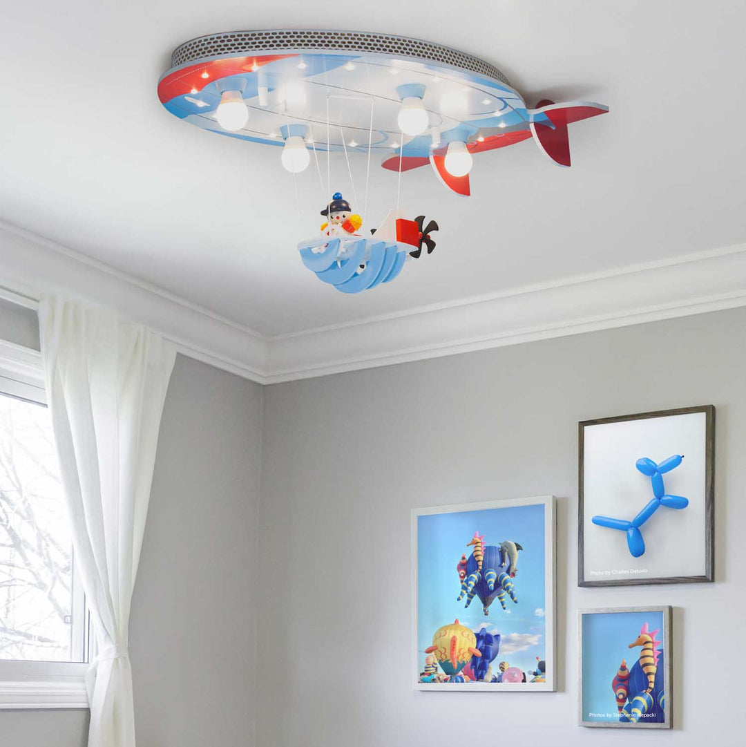 Deckenlampe Wandlampe Luftschiff mit LED Nachtlichtfunktion Kinderzimmerlampe Elobra Stimmungsbild