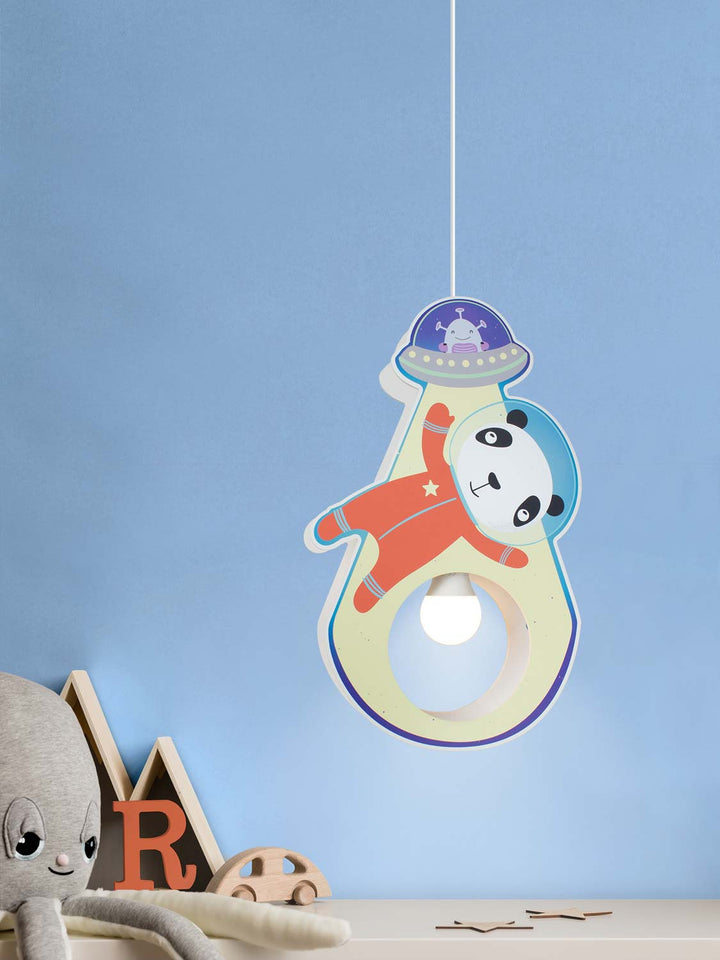 Elobra Kinderzimmerlampe Hängelampe Pendellampe Astronauten Weltall Weltraum Panda Ufo Stimmungsbild