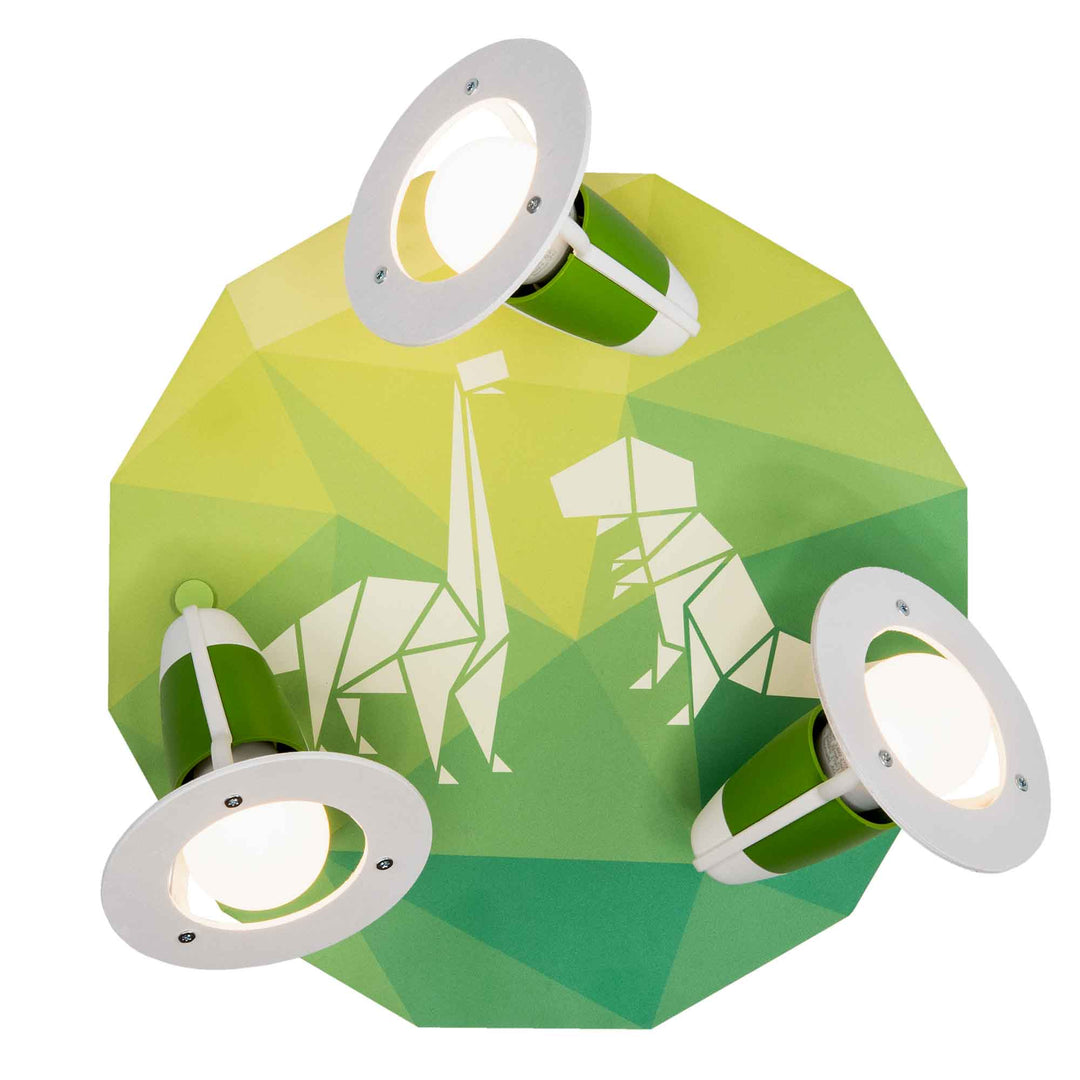 Produktbild Leuchte Elobra 3er Spot Rondell Dinopoly Lampe in grün mit Dinosauriern